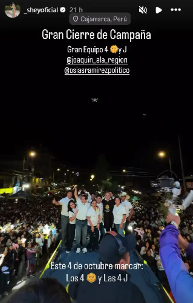 Sheyla Rojas estuvo presente en el cierre de campaña de Joaquín Ramírez.