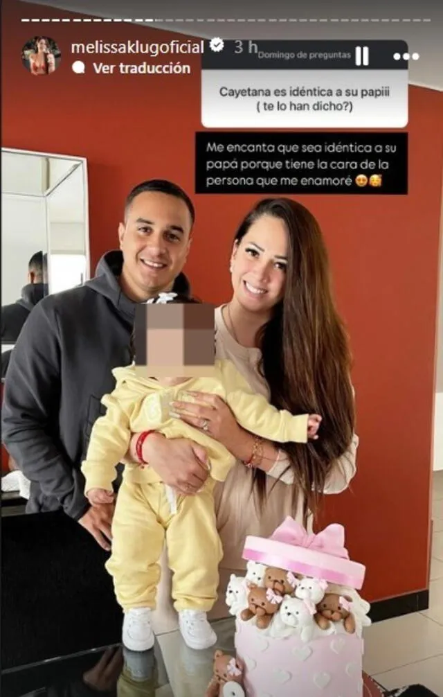 Melissa Klug comparte foto con su bebé y con Jesús Barco y habla del parecido entre su hija y el futbolista.