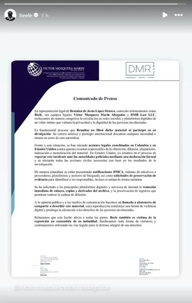 Comunicado de Beéle   