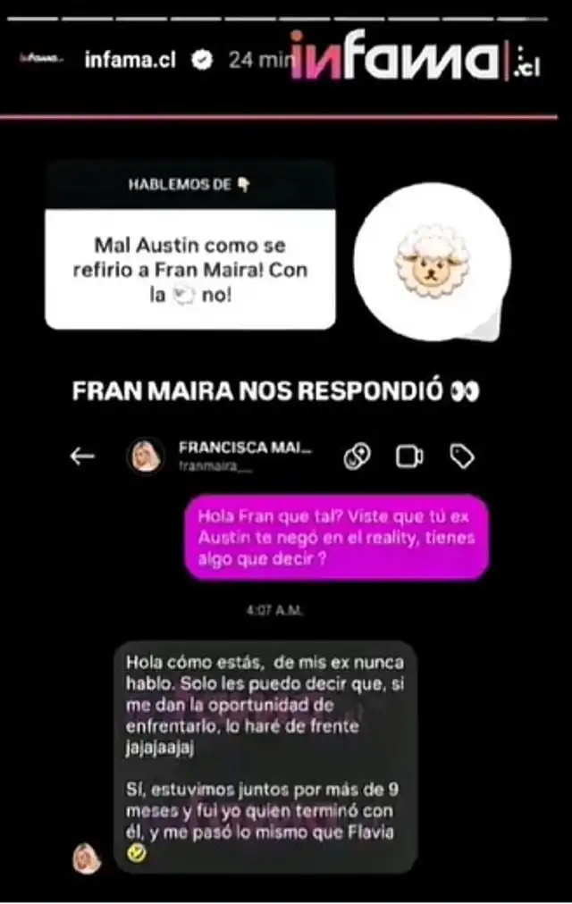 ¡Se armó el escándalo! La cantante Fran Maira DESMIENTE sin piedad a Austin Palao tras NEGARLA y le lanza una contundente advertencia: 