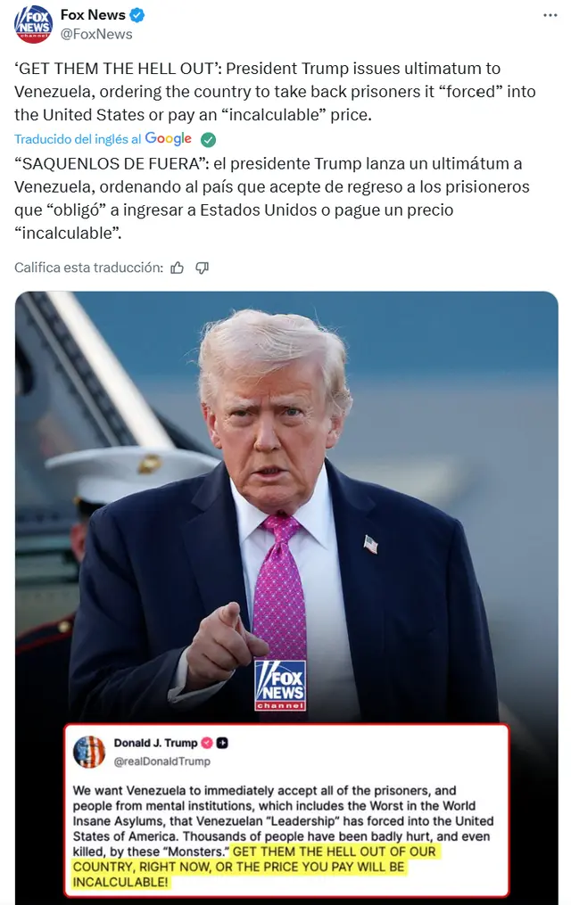 mensaje de Trump