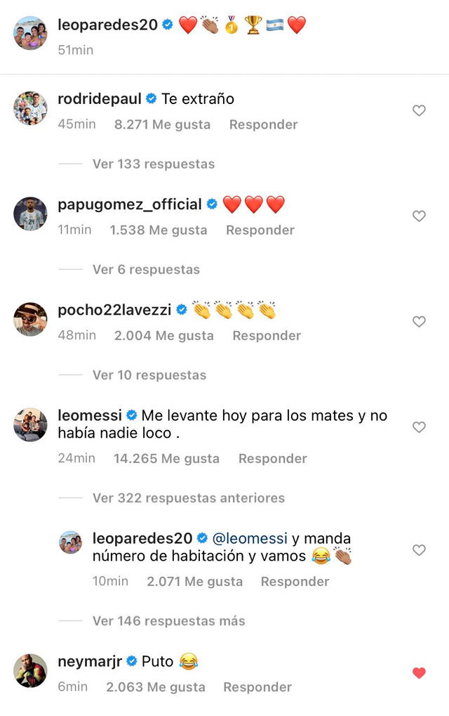 Neymar se mandó con todo en publicación de argentinos. | FUENTE: Instagram. 