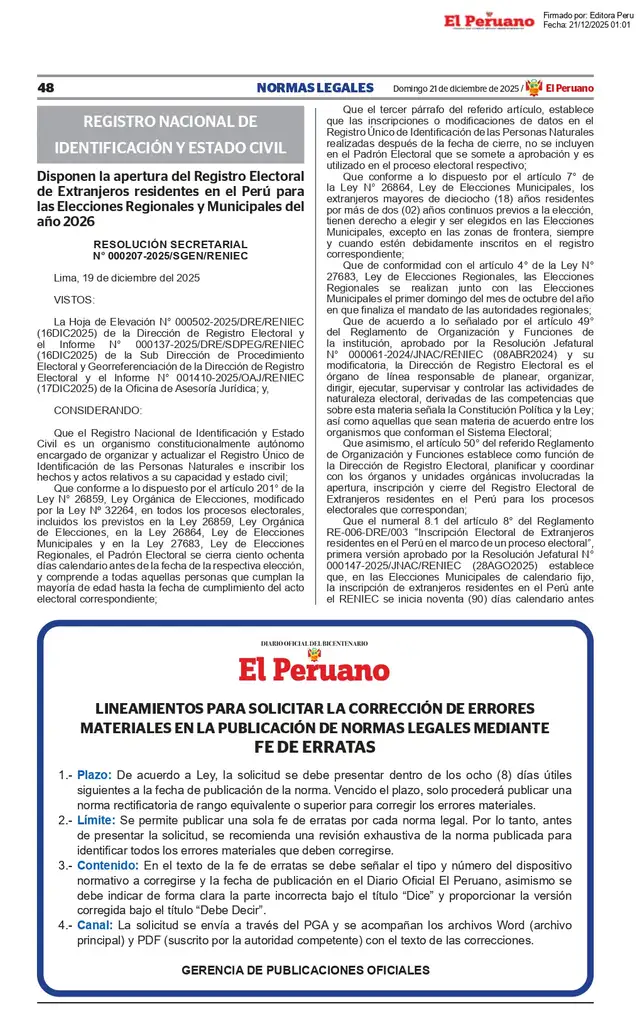 Voto extranjero en Perú 2026: Conoce si puedes participar y cómo inscribirte en Reniec.