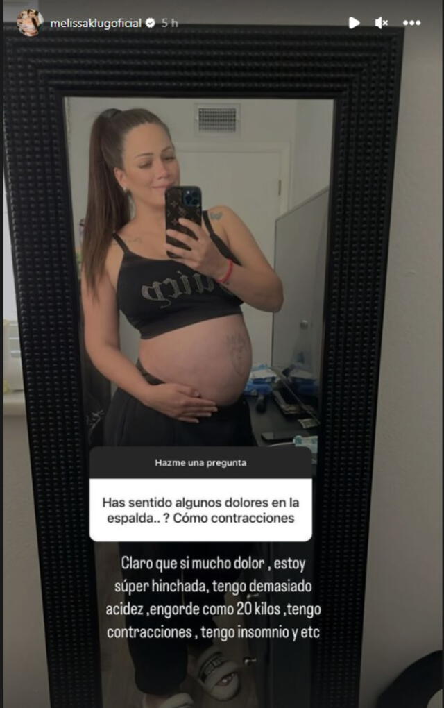 Melissa Klug comparte con sus seguidores sus últimos días de embarazo   