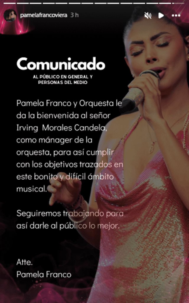  Pamela Franco cambió de manager.   