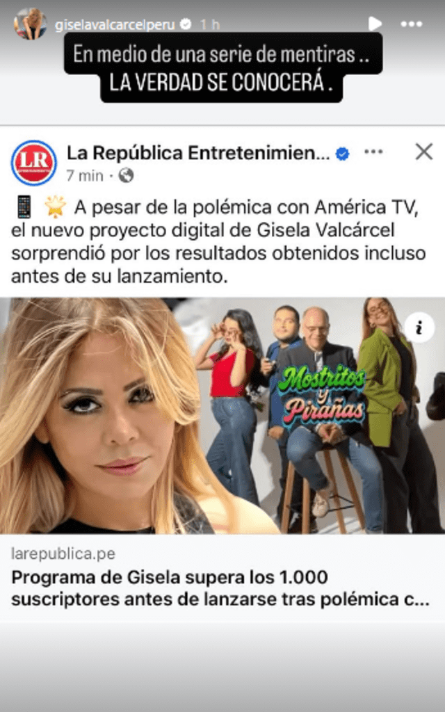 Gisela Valcárcel afirma que existen mentiras tras exponer su queja.