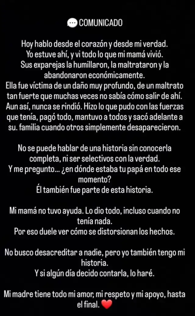 Hermano de Alejandra Baigorria apoya a su madre y arremete en comunicado contra Thamara Hermano de Alejandra Baigorria apoya a su madre y arremete en comunicado contra Thamara