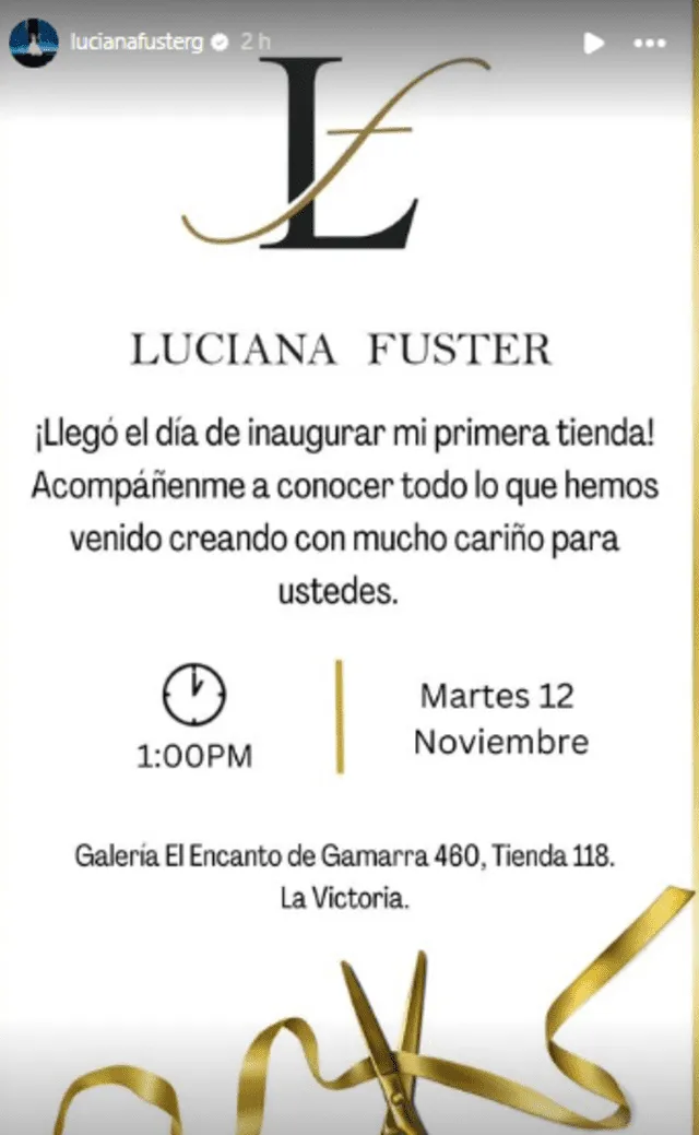 <em> Luciana Fuster anunció nuevo emprendimiento.  Captura: Instagram</em>   