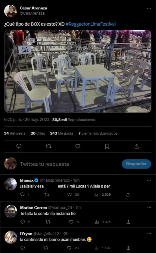 Críticas hechas en Twitter.   