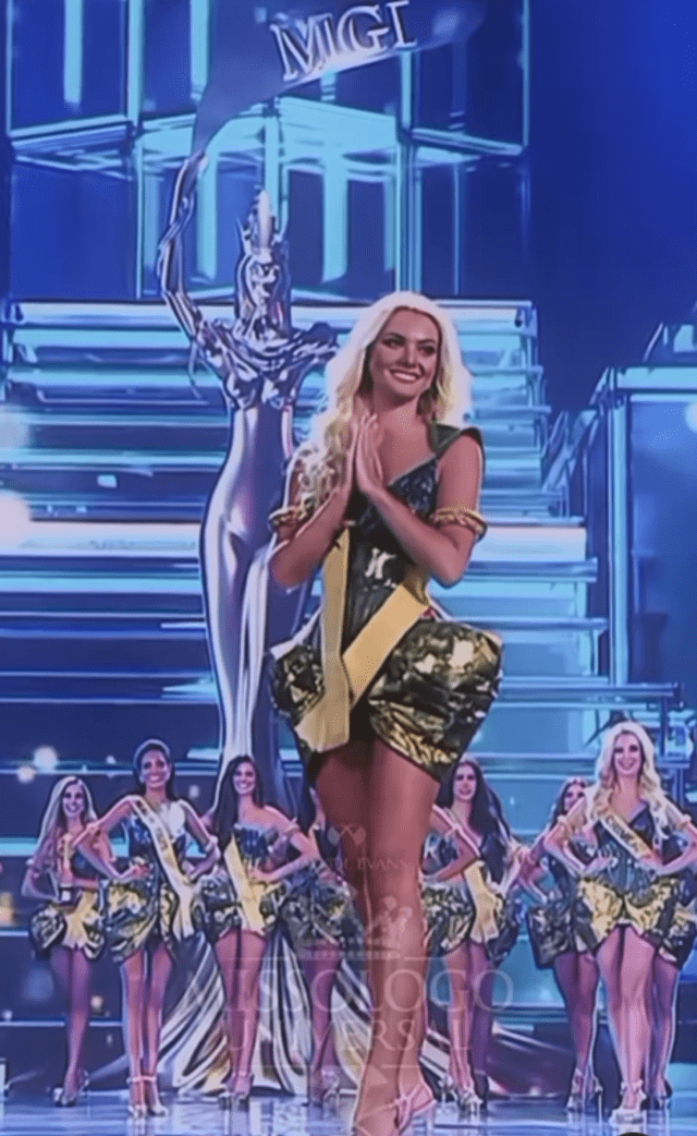 Victoria Kjaer cuando participó con 19 años en el Miss Grand International.  