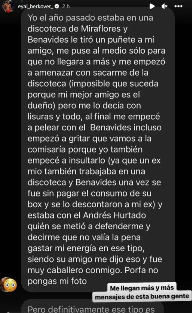 Usuario asegura actos violentos de Alfredo Benavides. 