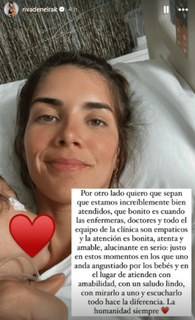  <em> Korina Rivadeneira</em> agradecida con la clínica en el que está su bebé. Captura: Instagram    