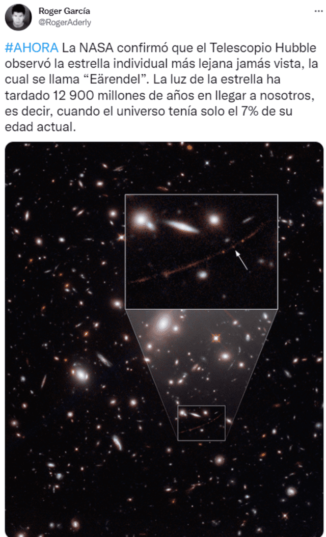 Nasa Telescopio Hubble Capta Por Primera Vez En La Historia A Eärendel La Estrella Más Lejana 0856