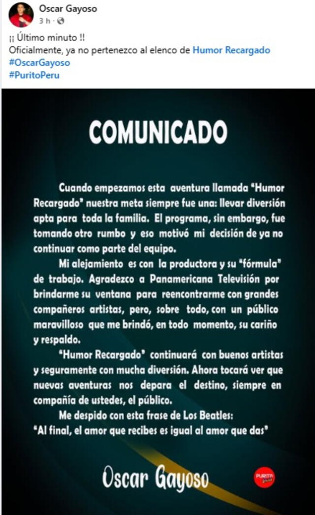 <em>Óscar Gayoso sale nuevamente de la televisión. Captura: Instagram </em> <em>Óscar Gayoso sale nuevamente de la televisión. Captura: Instagram </em>