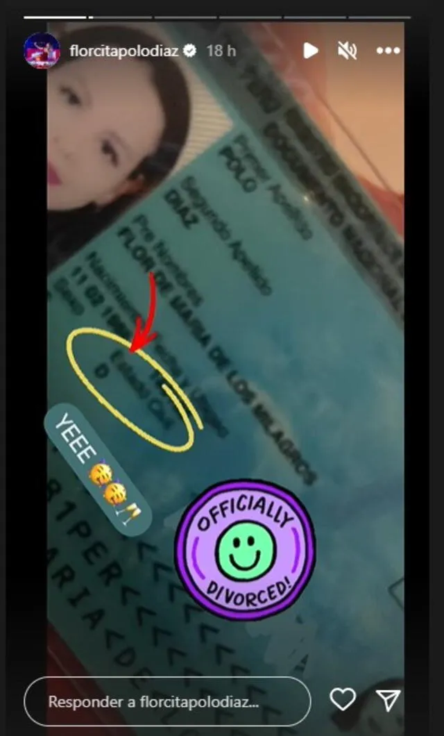 Florcita y su nuevo DNI de divorciada.