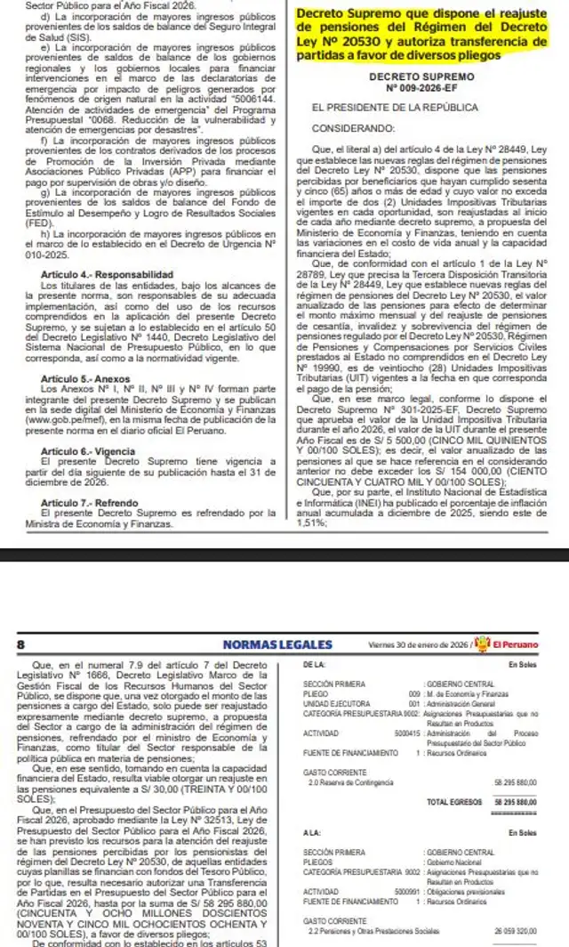 <strong> Decreto de ley que autoriza pago extra a jubilados ONP</strong>   
