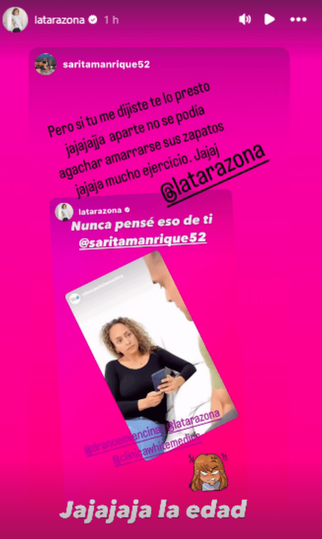  <em>Sara Manrique no dudó en contestar a Karla Tarazona. Captura: Instagram</em>   