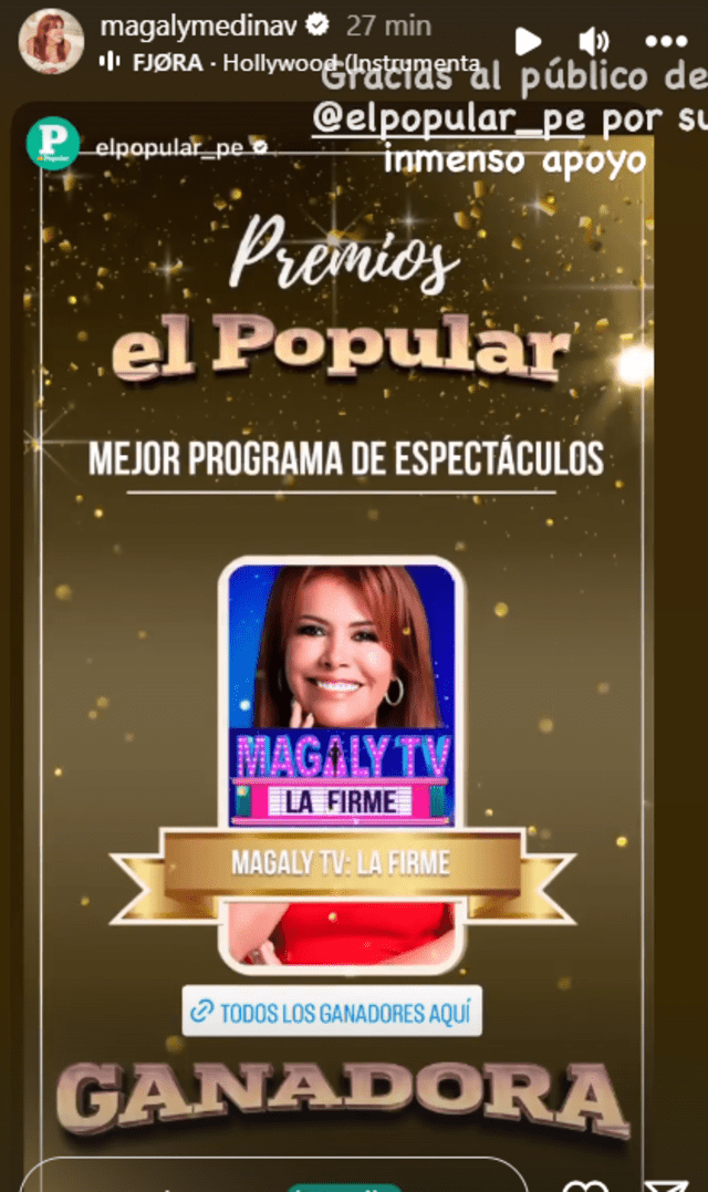 Magaly Medina agradece al público de El Popular.