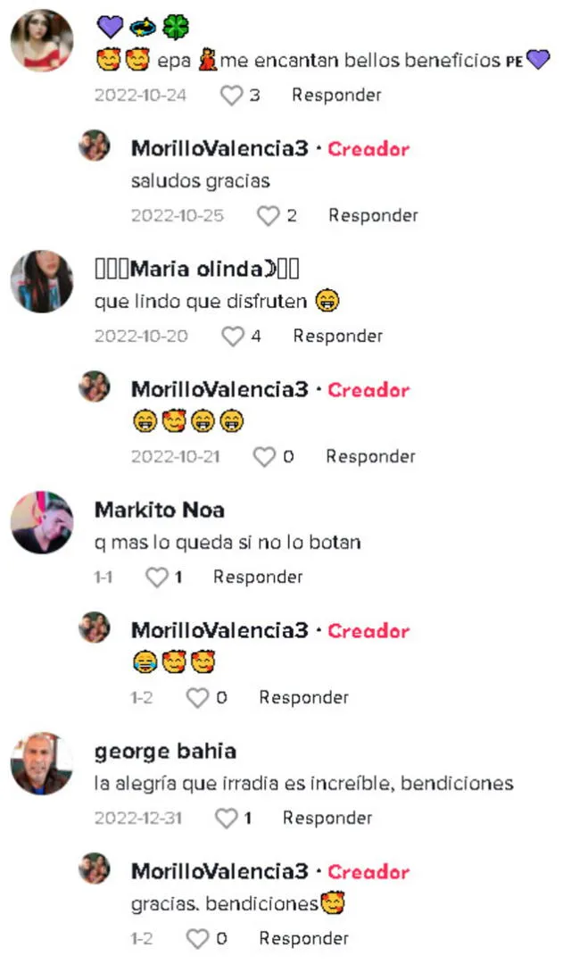 Reacciones de usuarios en TikTok. 