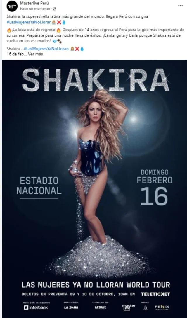 Shakira llega al Perú.