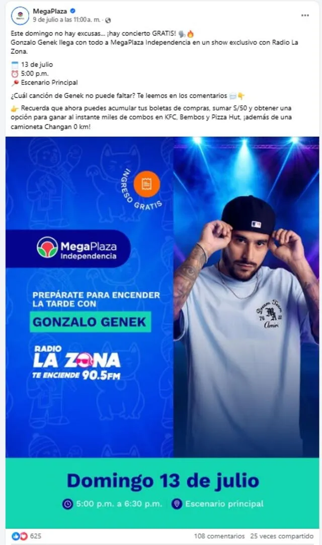 Gonzalo Genek fue anunciado desde el 09 de julio.