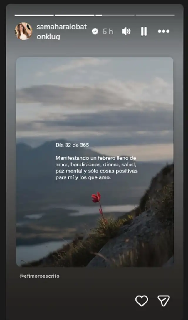 Samahara Lobatón comparte emotivo mensaje en sus redes sociales. Foto: Instagram.   