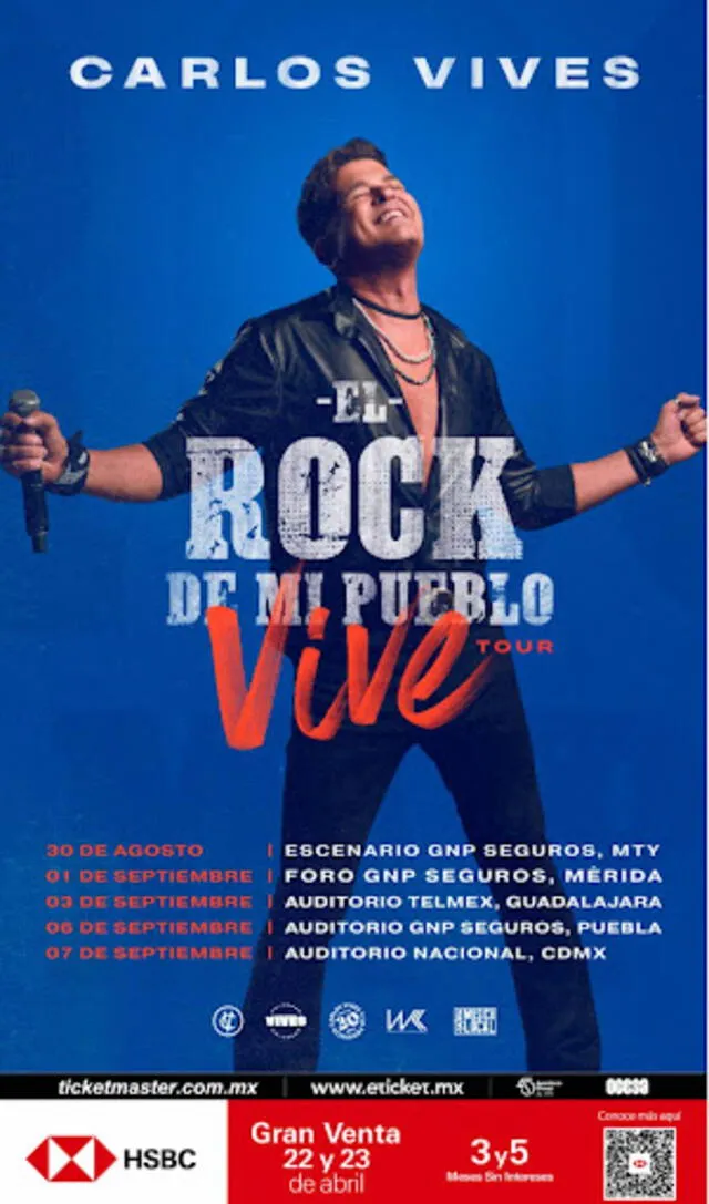 Carlos Vives y las fechas que se presentará en México.  