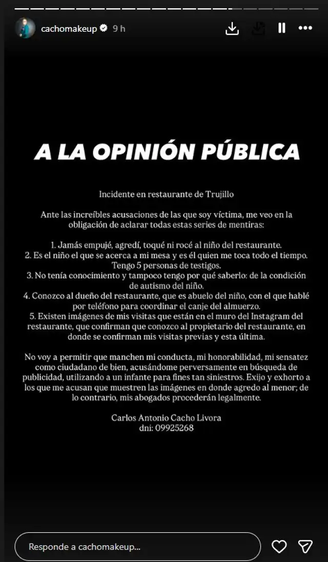 Cacho se PRONUNCIA tras ser acusado de AGREDIR y DISCRIMINAR a menor con autismo en Trujillo: “Jamás lo empujé…”
