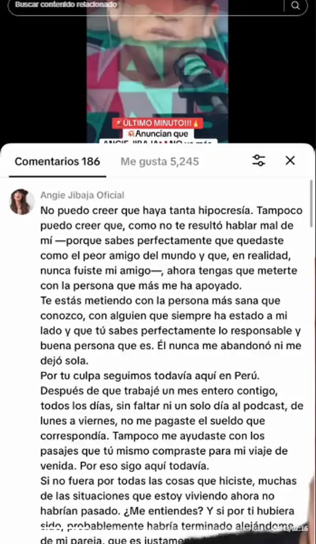 Angie Jibaja enfrenta contra su amigo Gianny Cossío.