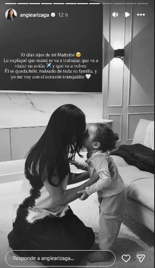 Angie Arizaga se despide de su hijo.