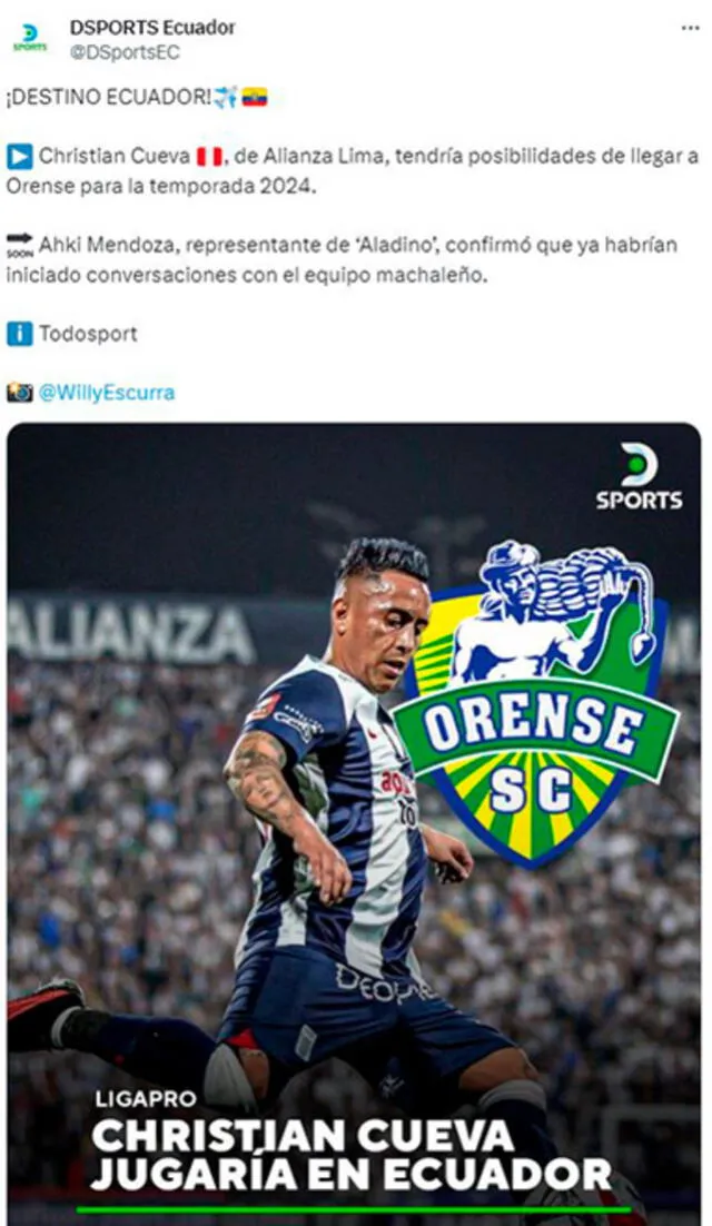 Christian Cueva en Ecuador.    