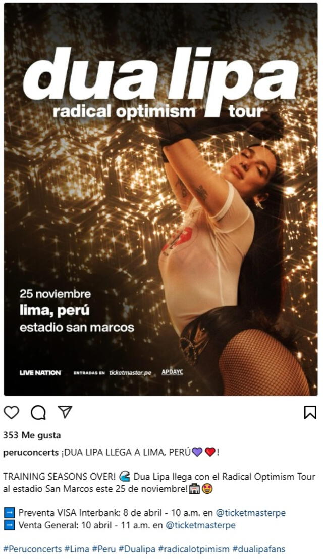 conciertos de Dua Lipa en Lima, 25 de noviembre conciertos de Dua Lipa en Lima, 25 de noviembre