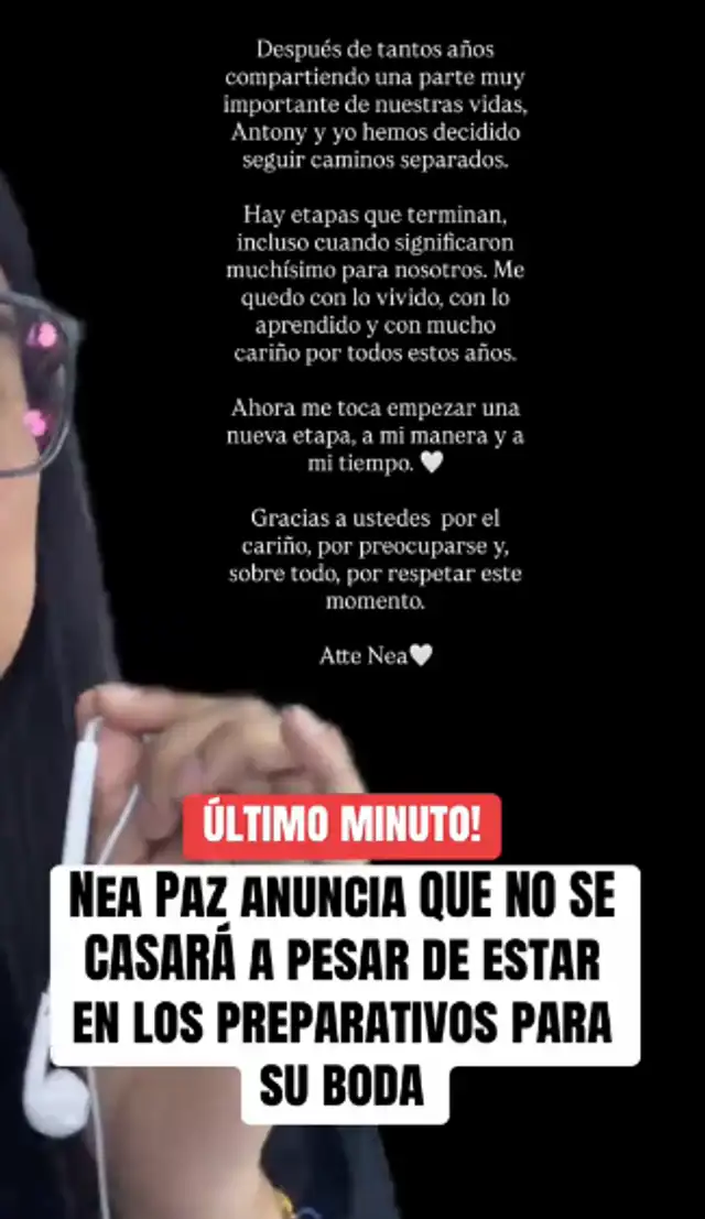 Nea Paz confirmó que se acabó su compromiso y romance.