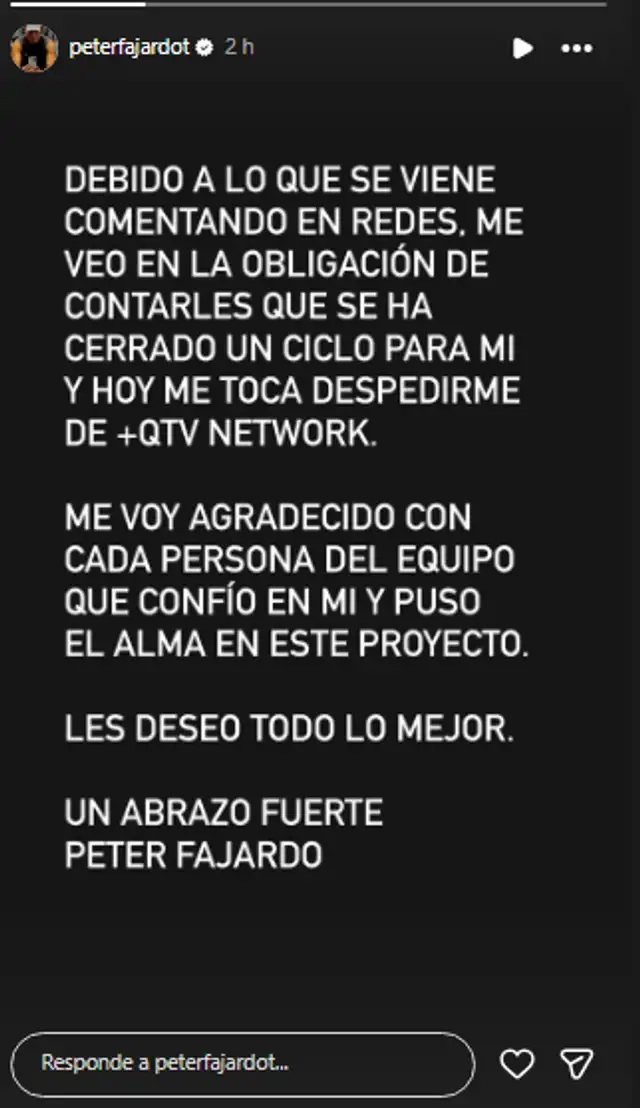 Peter Fajardo se despide de stream de María Pía Copello.