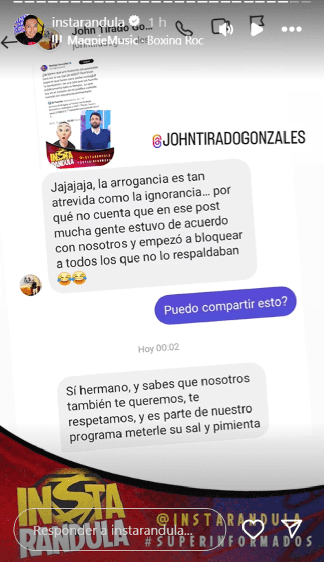 John Tirado delata a Rodrigo González.  