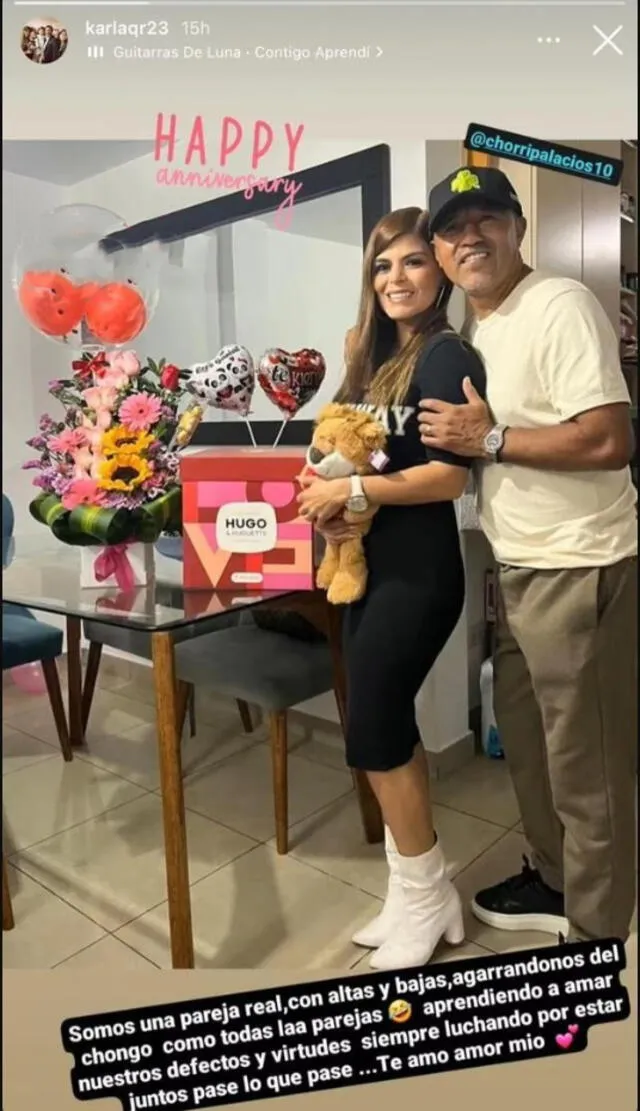 Karla Quintana celebró aniversario con Chorri Palacios. 