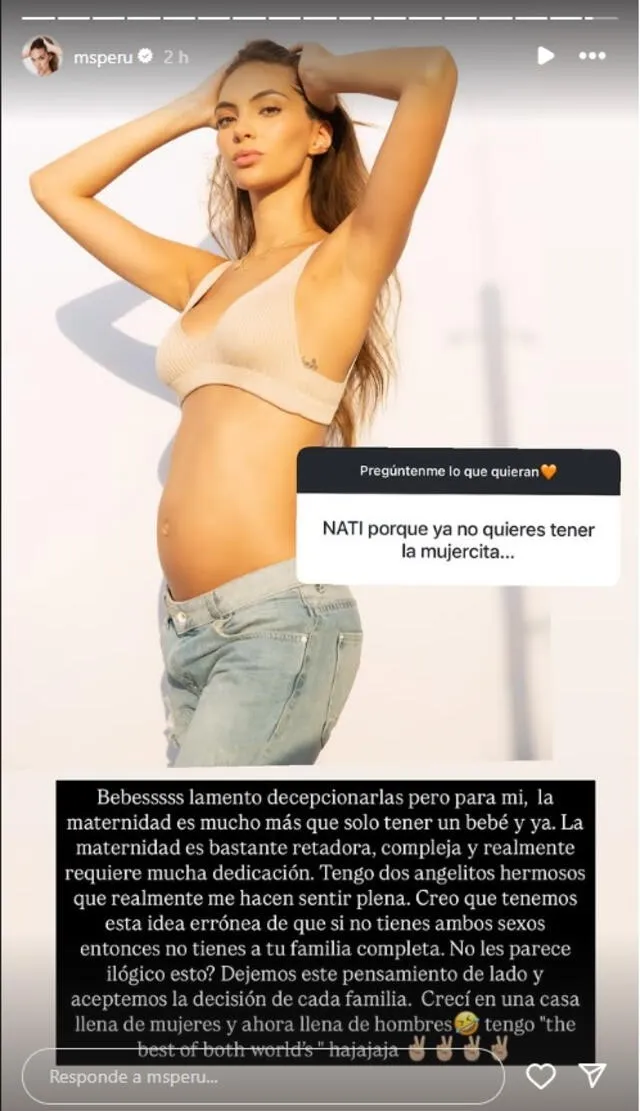 Natalie Vértiz confirma que no desea tener un tercer hijo. / Fuente: Instagram Natalie Vértiz confirma que no desea tener un tercer hijo. / Fuente: Instagram