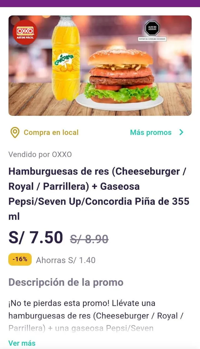 Disfruta una hamburguesa con gaseosa por solo S/7.50 en Oxxo: AQUÍ todos los detalles