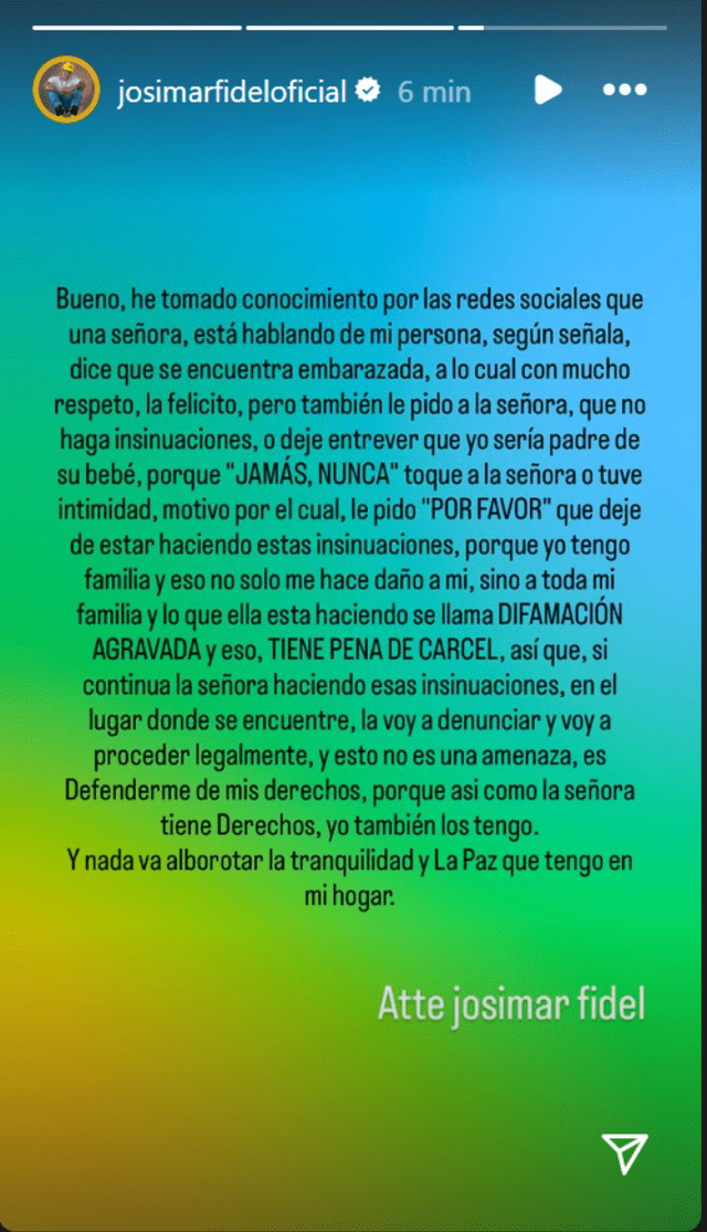  Josimar rompe su silencio y niega ser el padre del bebé que espera su 'prima' 