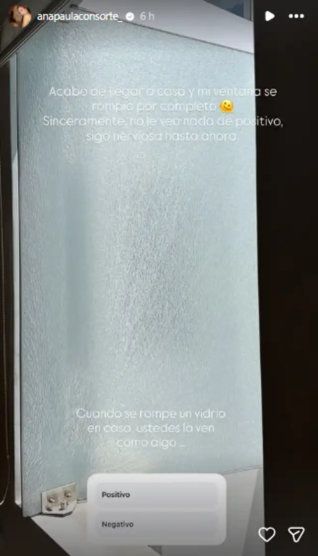 Ana Paula Consorte se mostró aterrada tras ver la ventana de su casa rota. Ana Paula Consorte se mostró aterrada tras ver la ventana de su casa rota.