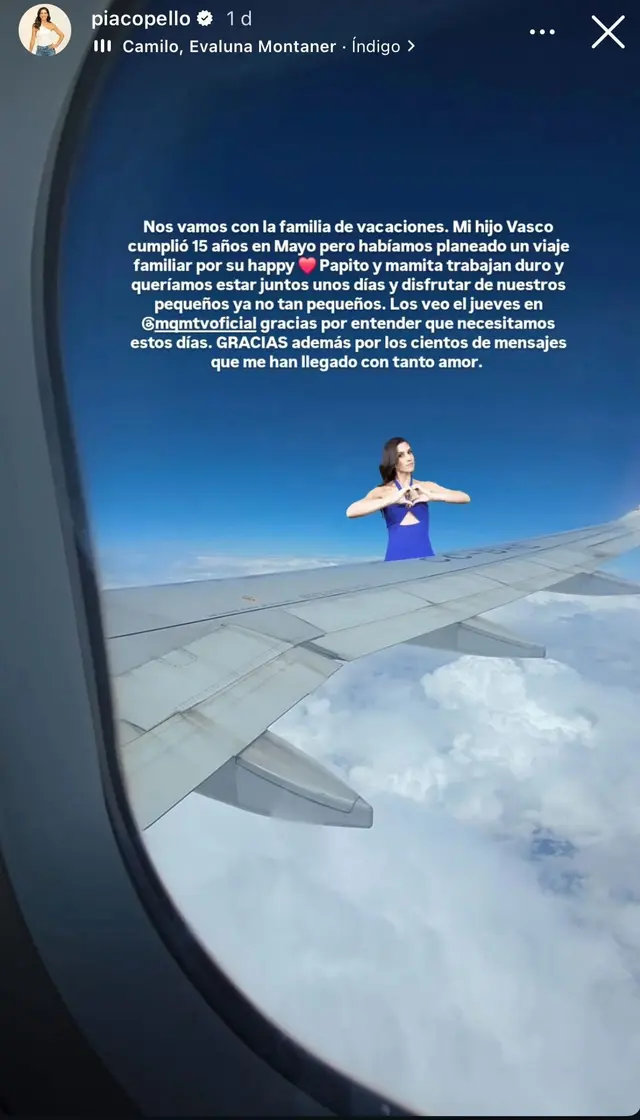 María Pía Copello reveló que se fue de vacaciones junto a su familia. 