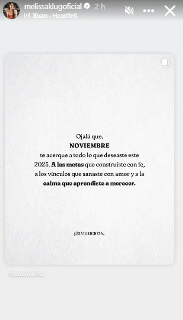 Melissa Klug comparte emotivo mensaje. Melissa Klug comparte emotivo mensaje.