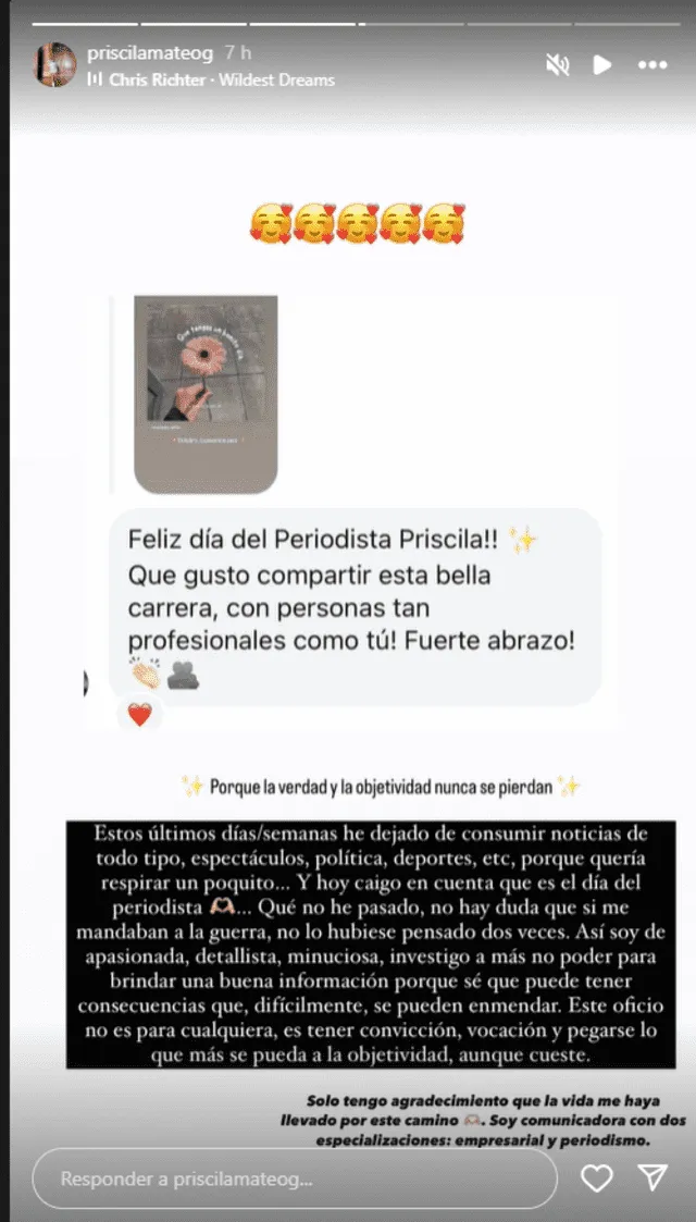 Priscila Mateo y su tajante mensaje por el 'Día del Periodista' tras renuncia a 'Magaly TV: La Firme'.