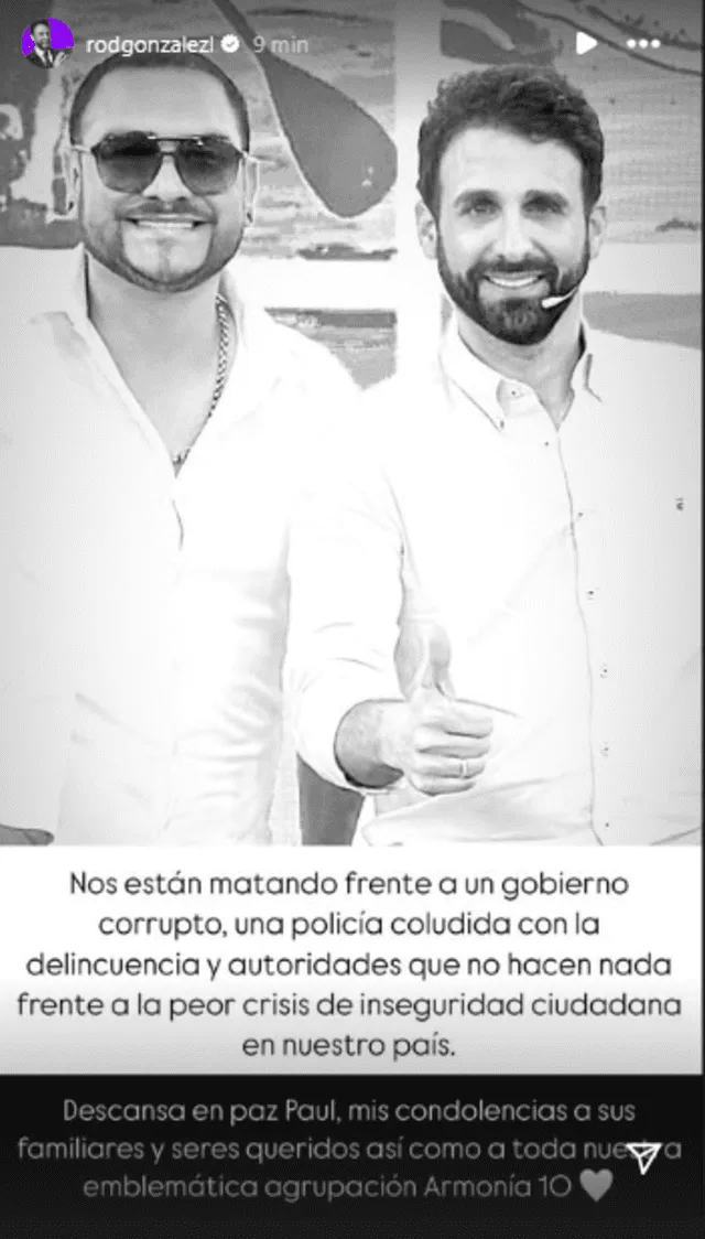 <em>Rodrigo González lamentó la muerte de Paul Flores. Captura: Instagram</em> <em>Rodrigo González lamentó la muerte de Paul Flores. Captura: Instagram</em>