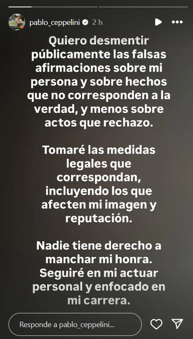 Mensaje del futbolista uruguayo. Foto: Instgram/Pablo Ceppelini Mensaje del futbolista uruguayo. Foto: Instgram/Pablo Ceppelini