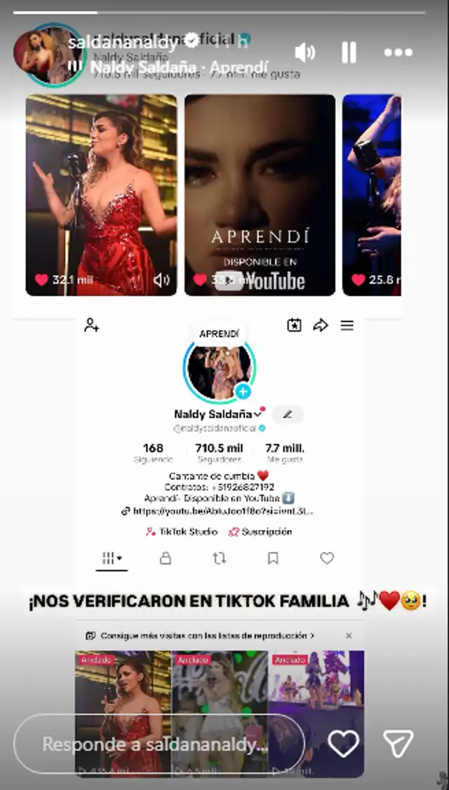 Naldy Saldaña celebra las buenas noticias junto a sus seguidores.