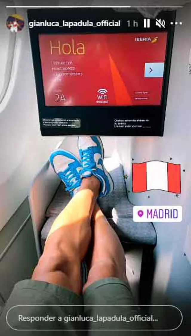 Gianluca Lapadula hizo escala en Madrid para llegar al Perú. | FUENTE: Instagram.   