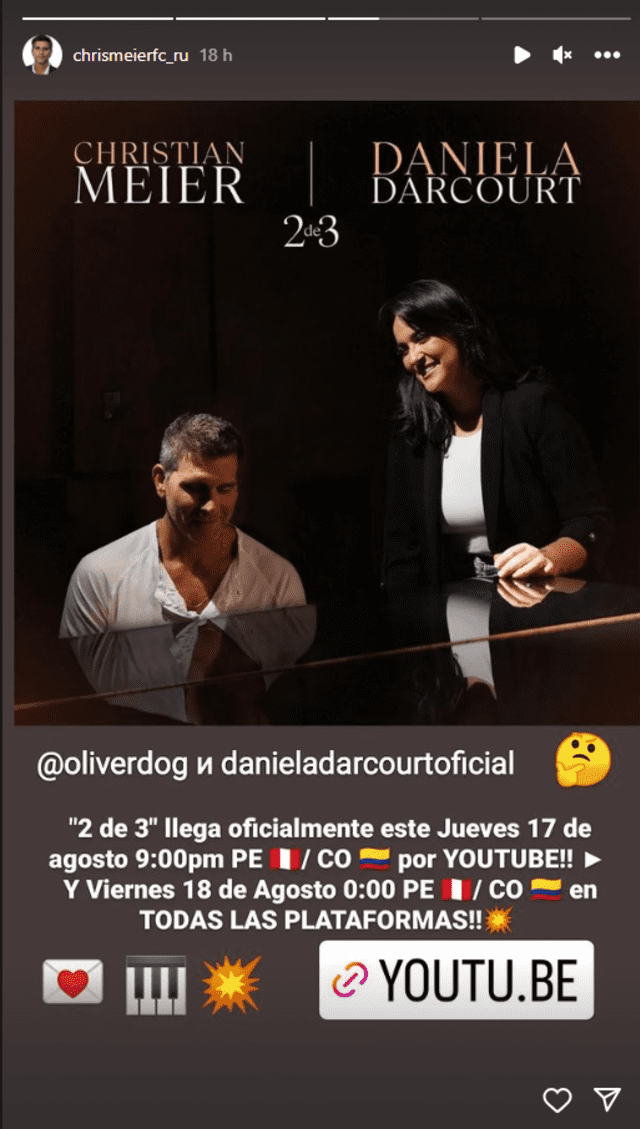 ¿A qué hora y dónde escuchar la nueva canción de Christian Meier y Daniela Darcourt?