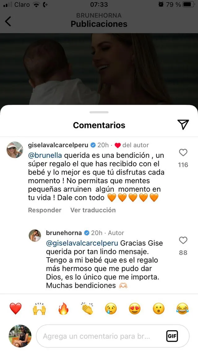 Gisela Valcárcel defiende a Brunella Horna en las redes sociales.