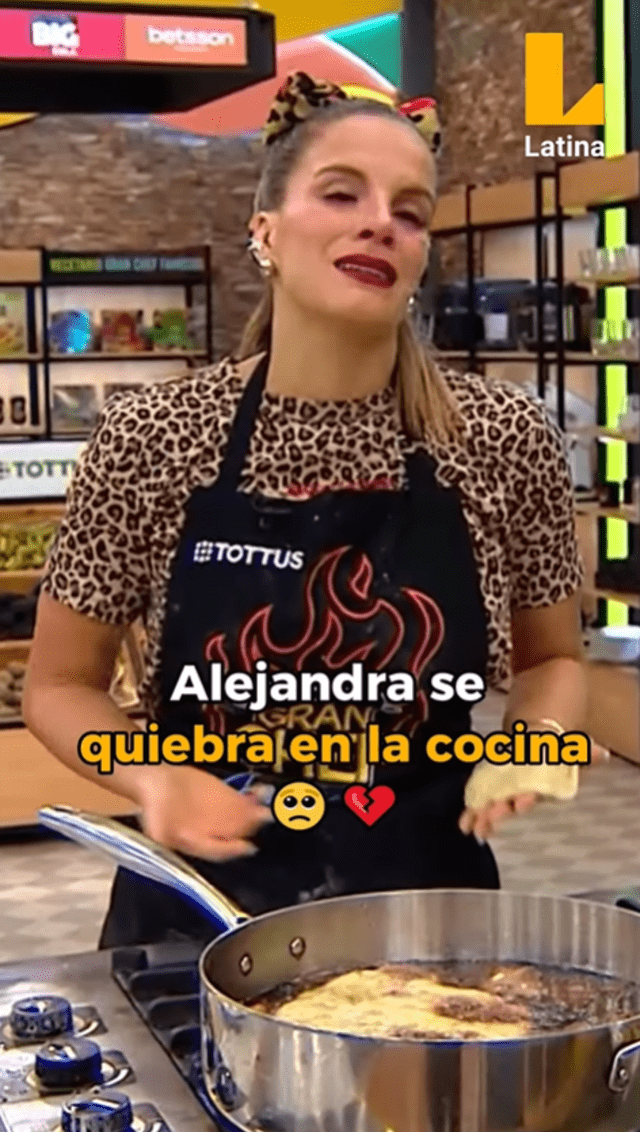 <em>Alejandra&nbsp;Baigorria se desespera en El Grand Chef Famosos. Captura: TikTok Latina </em>   